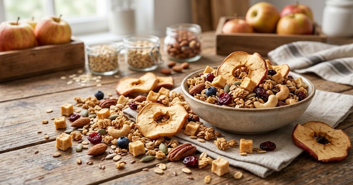 Ứng dụng táo sấy trong granola và thực phẩm dinh dưỡng