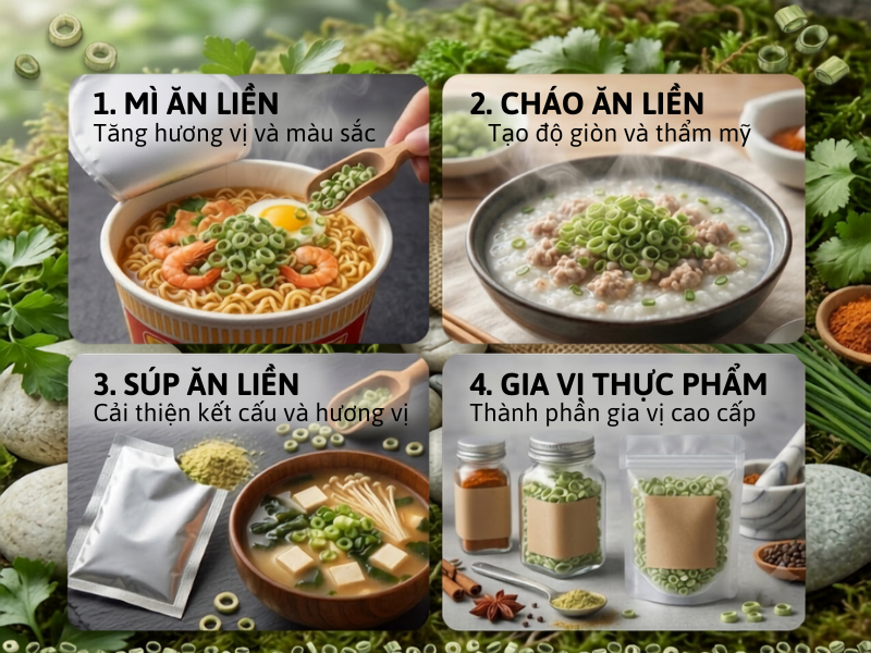 Mô tả ứng dụng của hành lá sấy thăng hoa - Nature Foods