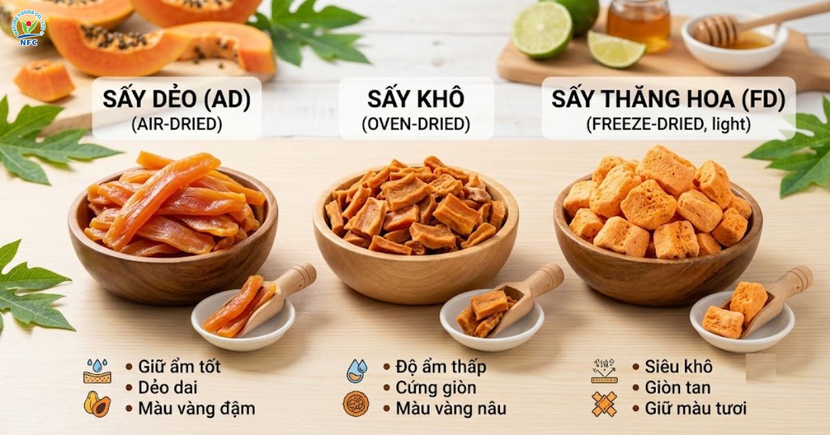 Dịch vụ gia công đu đủ sấy dẻo theo yêu cầu cho doanh nghiệp