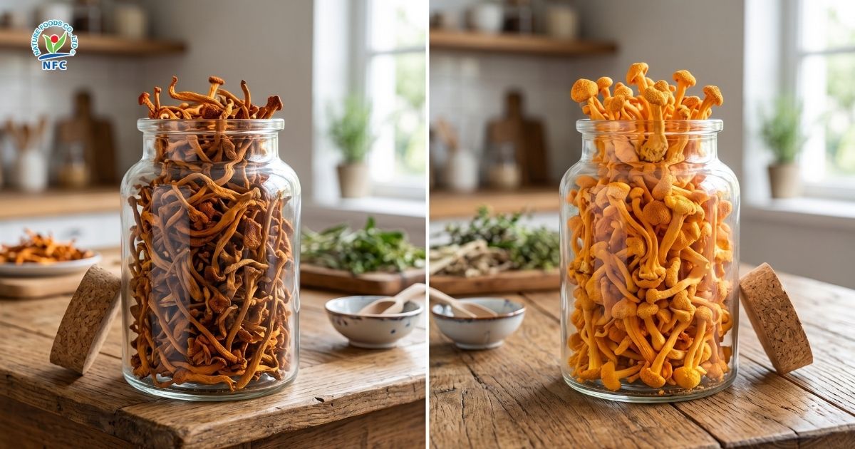 Nấm đông trùng hạ thảo sấy khô vs nấm đông trùng hạ thảo sấy thăng hoa - Nature Foods